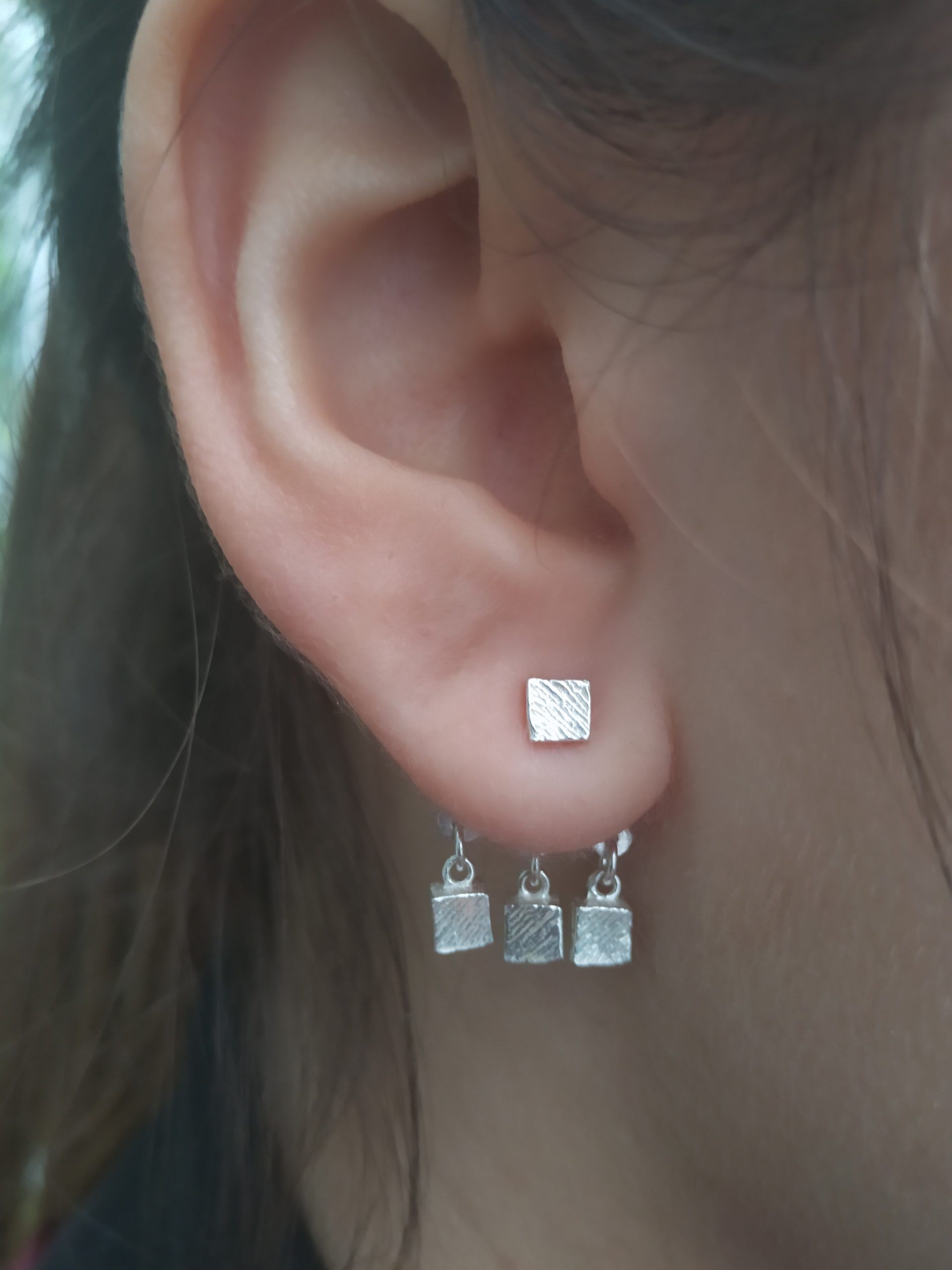 Pendientes Basic cubo triple