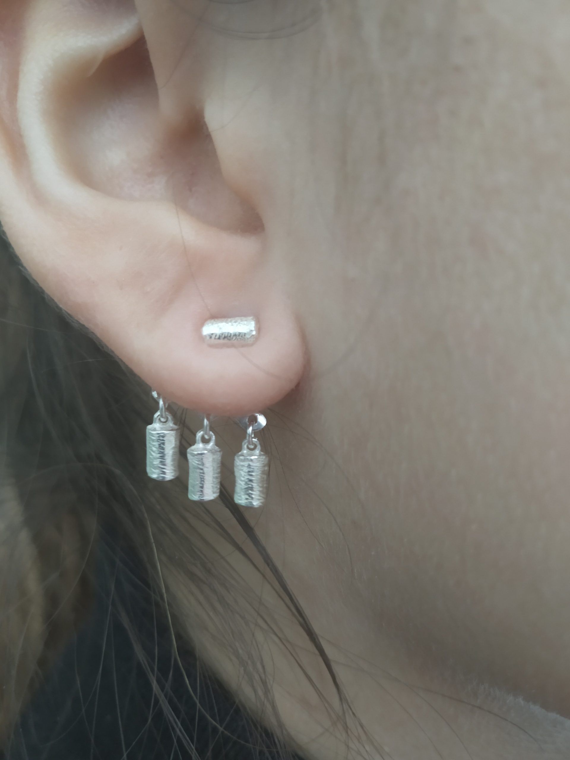 Pendientes Basic medio cilindro triple